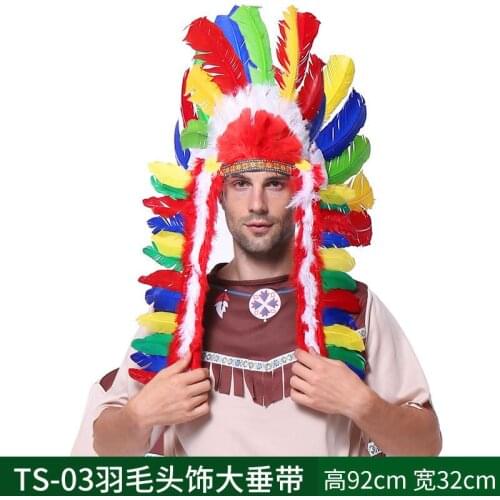 Savage props party decoration Cosplay headdress Indian color feather