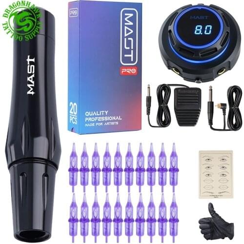 Magnetic Tattoo Rotary Machine Pen Permanent Makeup Kit with Pro Cartridge Needles OLED Display Power Supply Tattoo Artist Set