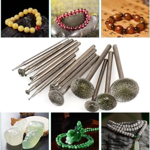 URANN 10pcs 0.5~16mm Q Sanding Needles Jade Glass Stone Carving Diamond Grinding Heads Burrs Bur Bit for Dremel Accessories