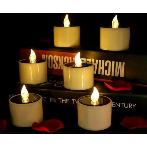 6/12Pcs Waterproof Solar Powered LED Candles Flameless Electronic Environmental Tea Lights for Outdoor Home Party Decorate New