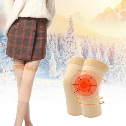 Winter Warm Thermal Knee Warmers Elastic Knitted Plush Knee Pads Protector for Winter Outdoor Cycling