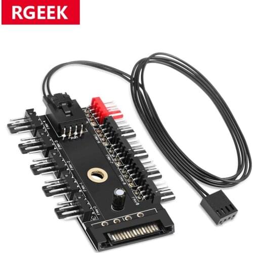 Newest 1 to 10 PC Cooling Fan Hub Splitter LED Cable PWM SATA 12V Power Supply Speed Controller Adapter For Bitcoin Miner Mining