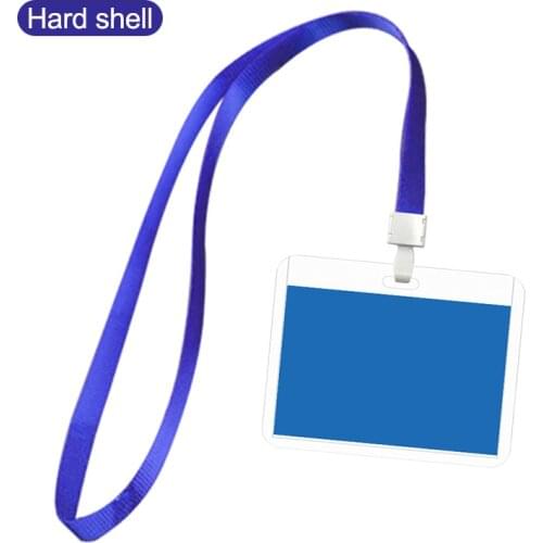 Vertical Card Protector Card-Lanyard and Card Holder Set Hard/Soft Clear PE ID Badge Cover for Company Pass Check DU55