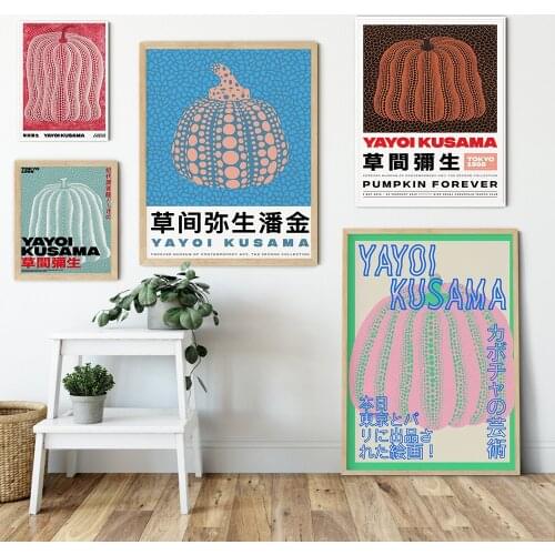Yayoi Kusama Super Pumpkin Works Exhibition Posters and Prints Gallery Wall Art Picture Museum Canvas Modern Living Room Decor