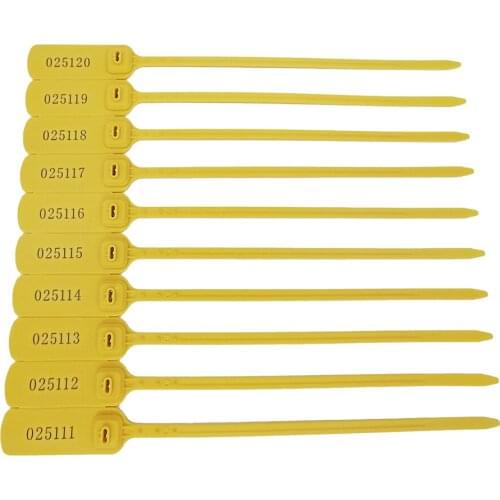 Security Seals Tamper Proof Self Locking Pull Tight Plastic Seal Yellow 11.8inch Pack of 200pcs Signage Security Tags for Logist