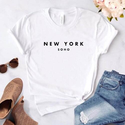 New York Soho Letter Women tshirts Cotton Casual Funny T Shirt For Lad