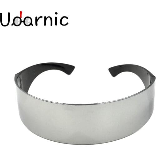 Ladies Mens Black Frame Wrap Sunglasses One Piece Shades Flat Top Novelty Costume Punk Party Funny Strange Harajuku 030-542