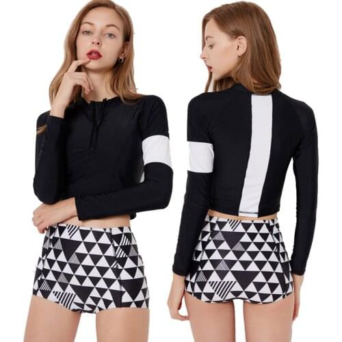 Womens 2 Pieces Swimsuit Sport Rashguard Printed Swimsuit Cropped Bathing Suit Swimwear Surfing Swimming Suit S M L XL XXL