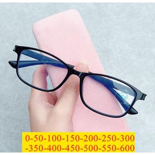 0 -1.0 -1.5 -2.0 -2.5 -3.0 -3.5 -4.0 ~-6.0 Finished Myopia Glasses Men Women Anti Blue Rays Square Student Myopia Glasses Frame