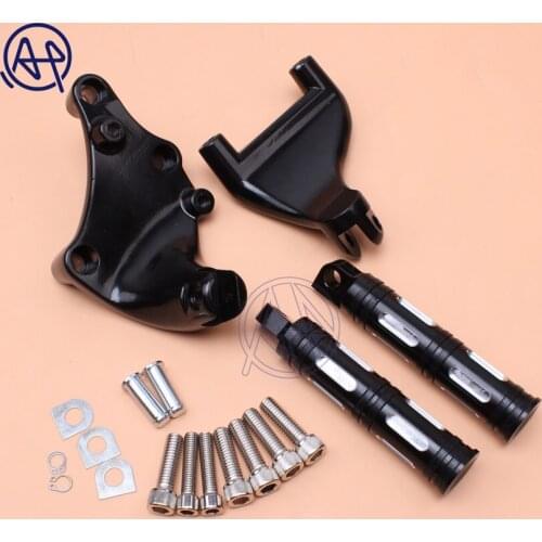1set Black Motorcycle Aluminum Foot Rest Pedal Footpeg + Mounting Universal for Harley Sportster XL 883 883R 883C 883L