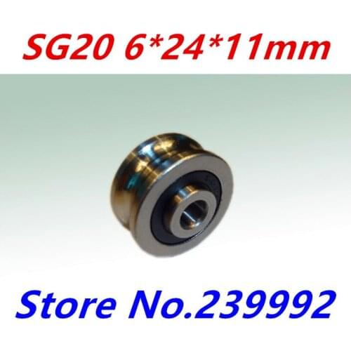 10PCS SG20 2RS U Groove pulley ball bearings 6*24*11 mm R4U Track guide roller bearing SG6RS (Precision double row balls)