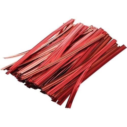 100 Pcs Red Metallic Twist Ties for Cello Candy Bags Party 8cm