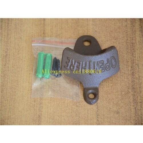 100pcs/lot Fast Shipping Vintage Cast Iron Wall Mounted Mount Bottle Opener Beer opener Kitchen Accessories With screws or box