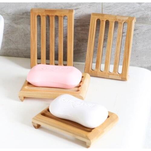 100PCS/LOT Natural Bamboo Soap Dishes Tray Holder Storage Soap Rack Plate Box Container Bathroom Japanese style soap box SN3784
