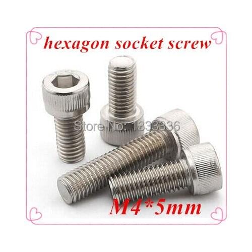 100pcs M4*5mm DIN912 A2 / 304 stainless steel hexagon bolt socket cap screw Hex head bot fastener hardware