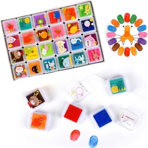 12/24 Colors Finger Stamps Inkpad DIY Scrapbooking Painting Ink Pad Stamps Children Kids Toys Sealing Decoration Crafts Ink Pad