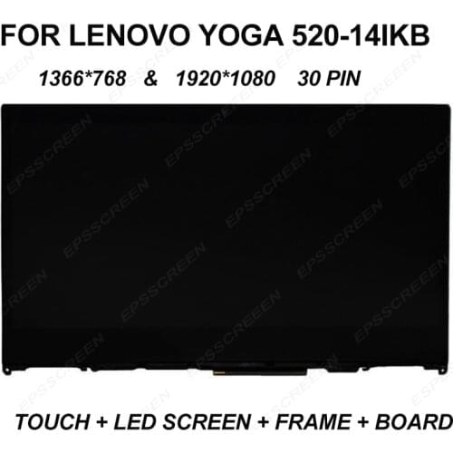 14" new for lenovo yoga 520-14ikb 520-14isk monitor touch digitizer panel +frame bezel +led lcd screen B cover assembly display