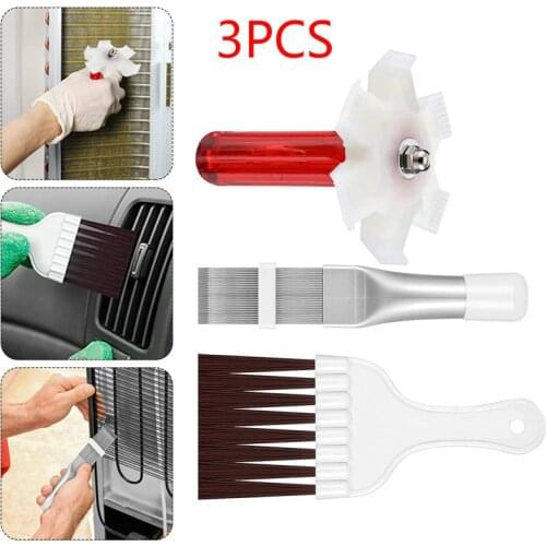 3 Pcs Air Conditioner Condenser Fin Cleaner Brush Set Straightener Air Cooler Whisk Refrigerators Radiators HVAC Systems Parts