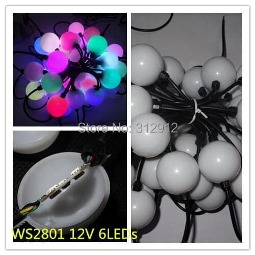 360degree emitting addressable full color pixel ball,WS2801 chip;DC12V input;1.44W(6Leds);40pcs a string
