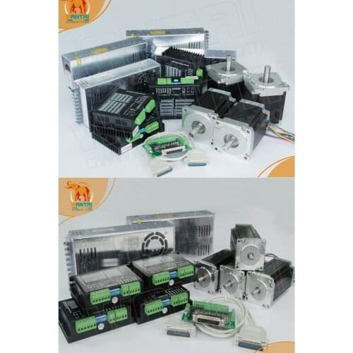 Free Ship) 4 Axis Nema 34 Wantai Stepper Motor 1090oz-in,5.6A & 4 Axis Nema 23 of 425oz-in CNC( 2Sets of Each kit)