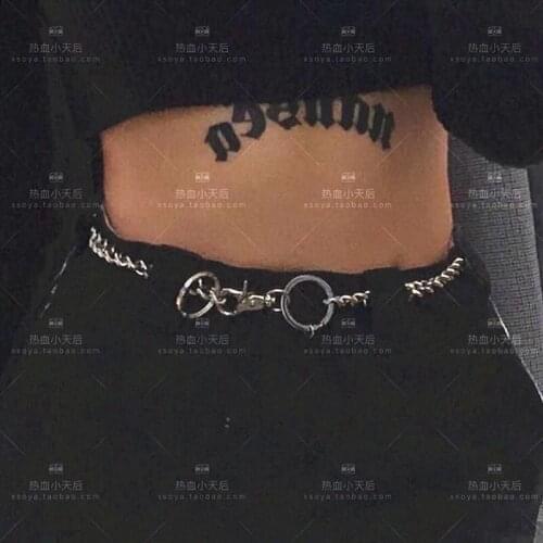 CHAIN + hand made PUNK cool titanium steel dark black simple waist CHAIN pants CHAIN