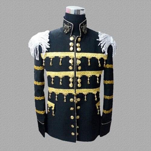 Black blazer men suits designs jacket mens stage costumes for singers Metal sheets clothes dance star style dress punk rock