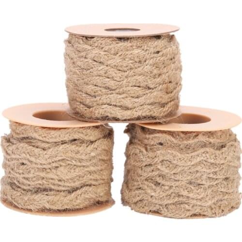 5meters 0.6cm Wide Natural Jute Burlap Ribbon Rope Decorative Jute Twisted String for Gift Wrapping Crafts Party Home Decoration