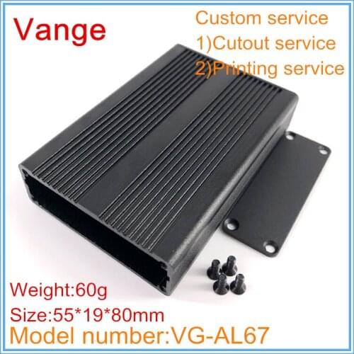 4pcs/lot electrical integrated profiles shell 6063-T5 Aluminum enclosure case 55*19*80mm black for remote control product