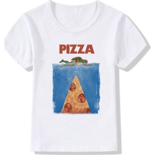 T-shirt boy tops children t-shirt pizza print summer street Harajuku short sleeve children clothes boy T-shirt kids clothes