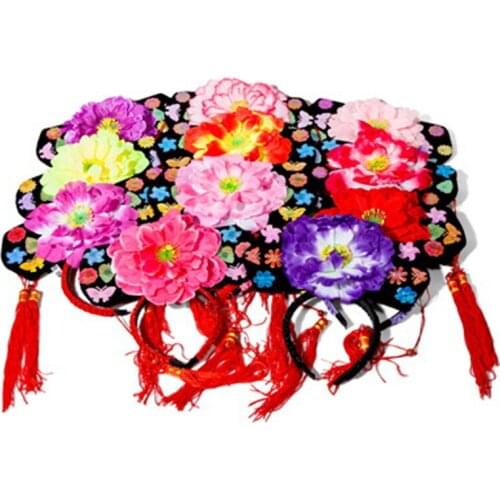 3-8 Years Old Children Headwear Handmade DIY Floral Decor Girls Princess Hat China Qing Dynasty National Performance Hairbands