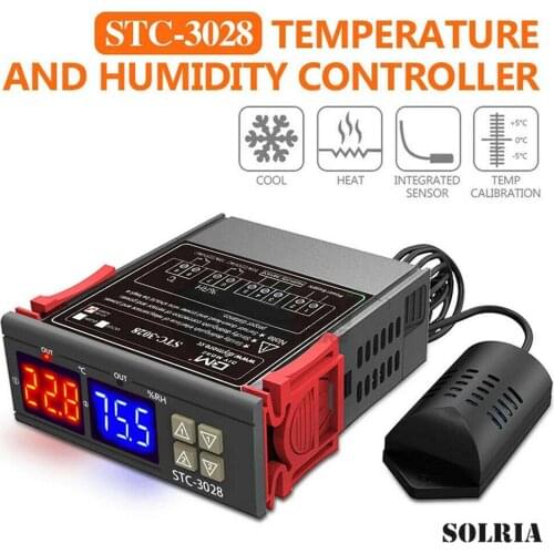 STC-3028 Dual LED Temperature & Humidity Controller A0S5 AC110-220V 10A Farm Incubation Temperature Control Device for Kitchen