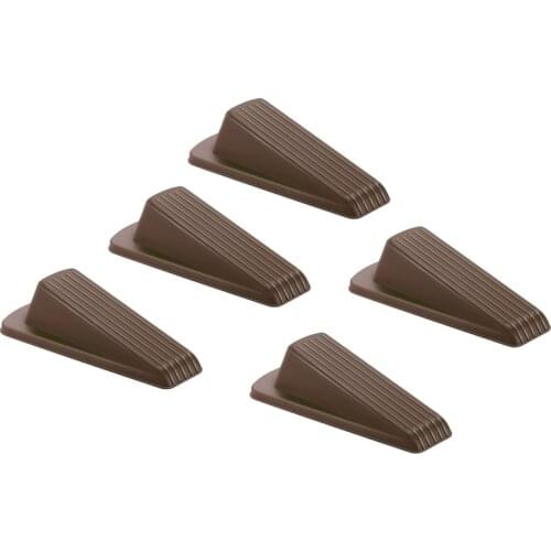 JFBL Hot Door Stoppers for Floor Rubber Door Stop Wedge, Door Gaps and Prevent the Lock-Outs, Floor Sturdy Door Stop(5 Pcs, Brow