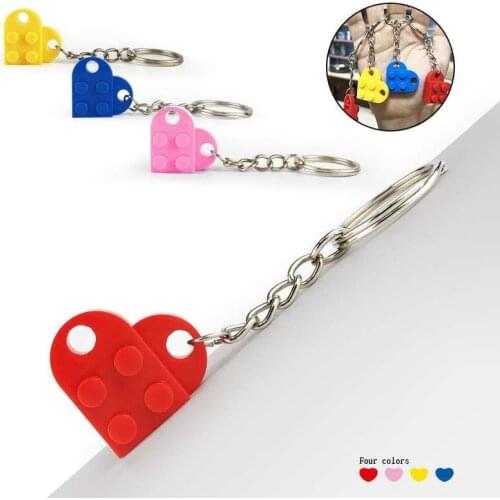 Dubbi Building Blocks key ring toys 2*2 2*4 Heart-shaped Multicolor Compatible with brands Educational Toy Gift for Children