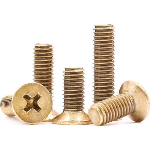 10pcs M5 brass Phillips countersunk screws cross flat head screw machine teeth bolts brassiness mechanical bolt 8mm-50mm long