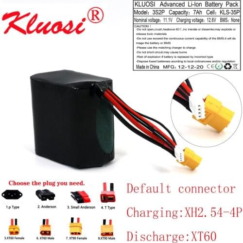 KLUOSI 12V 7Ah 3S2P 12.6V High Capacity UAV Rechargeable Li-ion Battery for Parrot Disco Various RC Airplane Drone Quadrotor Etc