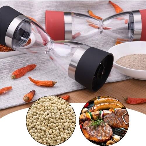 Manually 2 in 1 Hourglass Shape Dual Salt Pepper Mill Spice Grinder Pepper Shaker for Kitchen Cooking Tools Easy to Clean