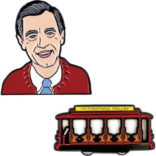 Mr. Rogers and Trolley enamel pin set wonderful childhood nostalgic addition