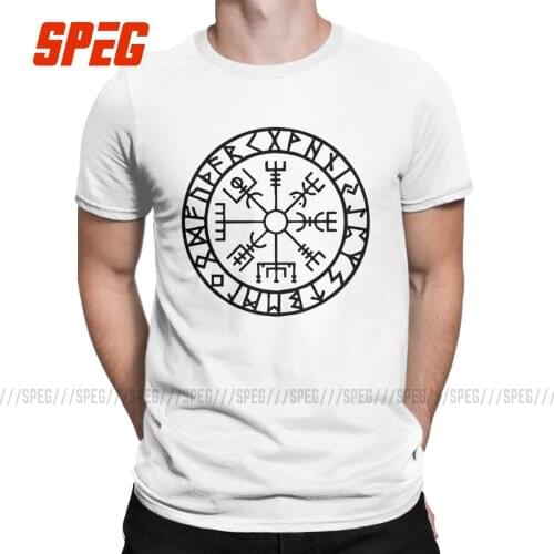 Men Tee Vegvisir Futhark Runes Navigator Viking Valhalla Odin Men Crew Neck Short Sleeve T Shirts Crazy Adult T-Shirt Designs
