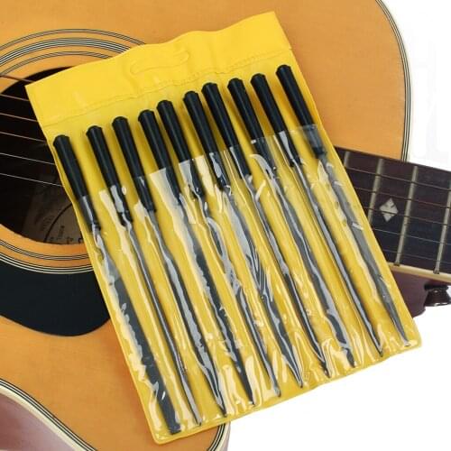 Set 10 Metal Body Anti-skid Handle Guitar File Fret Nut Saddle Slot Pickguard Grinding File Ukulele Bass Repairing Luthier Tool