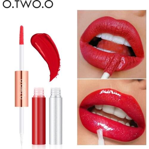 O.TWO.O New 2 in 1 Matte & Glitter Lipgloss Velvet Moisturizer Smooth Long Lasting Liquid Lipstick Shine & Shimmer Lip Gloss hot