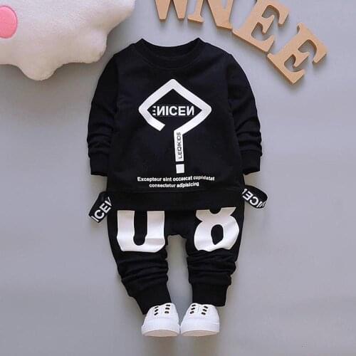 Toddler Baby Boys Clothes Cotton Letter Print T-shirt + Pants Set Baby Kids Outfit Tracksuit Winter Boy Clothing 1 2 3 4 Years