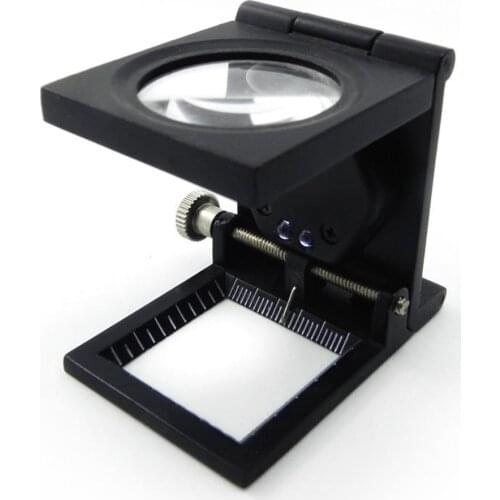 Full Metal Photographic Magnifier Mirror Lens Pointer Illuminated Textile Fabric (10X) 3.8 * 5.5 * 5cm