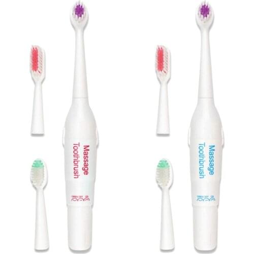 Adults Electric Massage Toothbrush 3 Head Replacement Battery Operated Portable