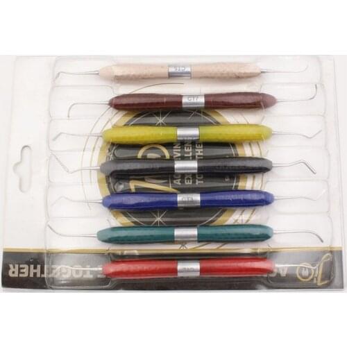 7Pcs/Set Professional Dental Resin Filler Thick Handle Shaper Knife Dresser Composite Plated Aesthetic Repair Kit Restoration