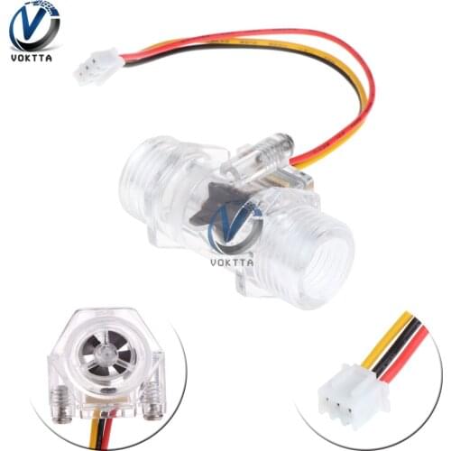 DC 12V DN15 Transparent Water Flow Sensor 5V G1/2" Flow Meter Measurement Hall Flow Sensor Indicator Counter Water Flow Sensor