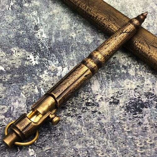 Handmade Rtro-Style P85 Bolt Brass Signature Pen with Ringv Do-old Tactical Pen Self Defense EDC