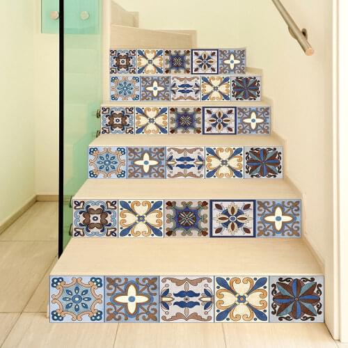 Self-adhesive innovative pvc stairs stickers European pattern DIY off-white Roman decoration home waterproof wall stickers