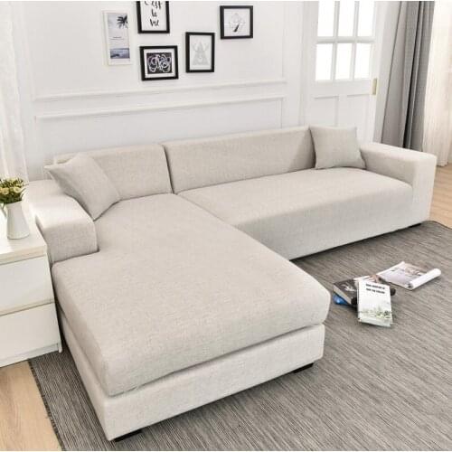 HOTNIU 2pcs Sectional Sofa Covers L-Shaped Couch Covers Stretch Elastic l Shape Sofa Covers Settee Covers with 2 Pillowcases