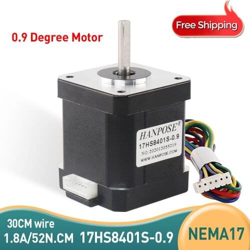 Nema17 Stepper Motor 42 motor 17HS8401S 0.9 degree 1.8A 52N.CM for CE ROSH ISO CNC Laser and 3D printer motor