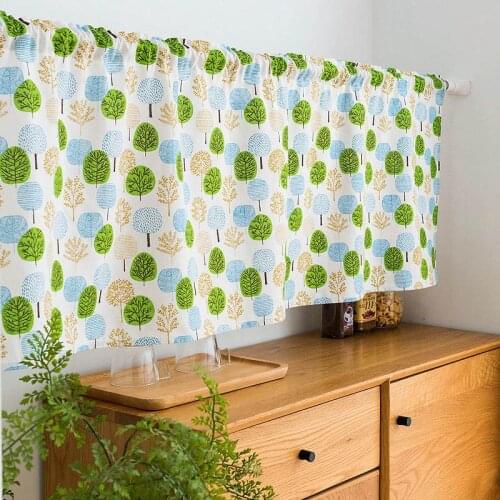 Kitchen Short Curtain Printed Window Drapes Multifunctional Half-curtain Breathable Curtain Partition Cabinet Drapes Home Decor